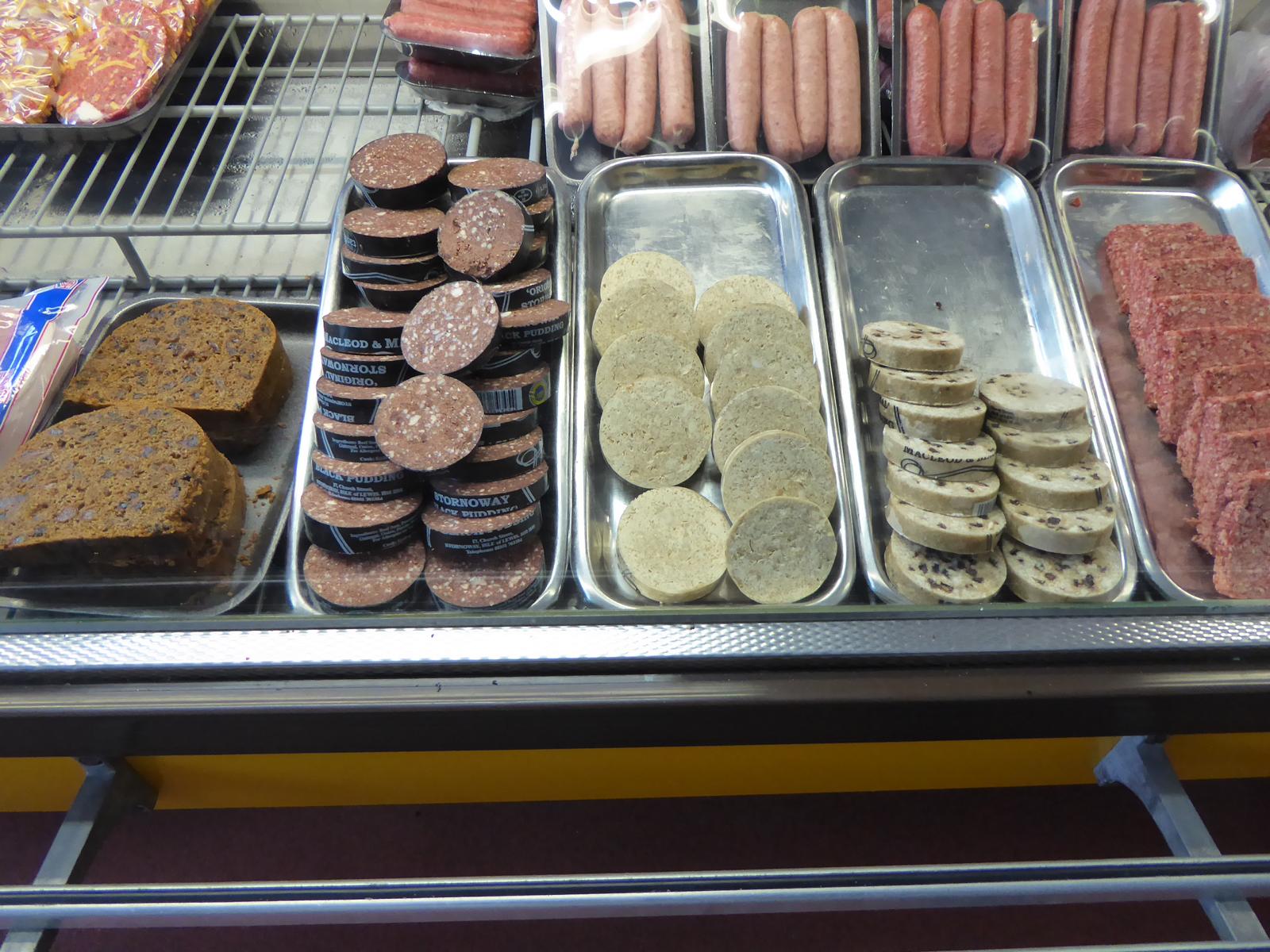 Black pudding, white pudding - in Scotland you get to buy pudding at the butcher.