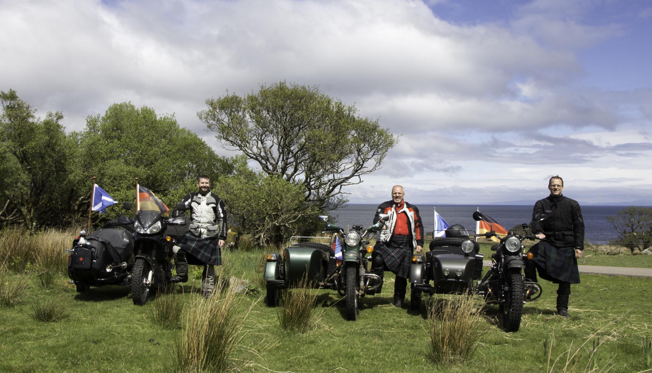 Scotland - motorcycles with sidecars - kilts. These truly belong together.
